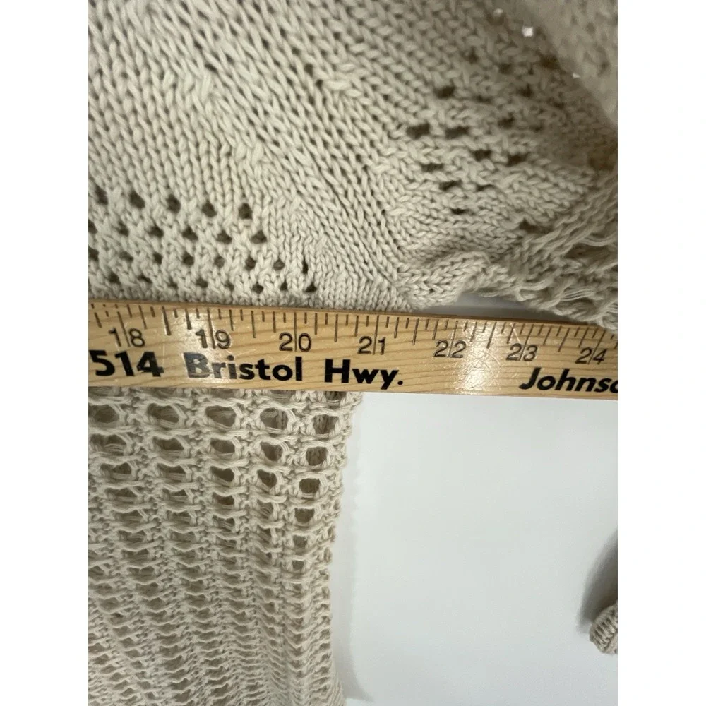 Retro Threads Crochet Sweater Womens XL Beige Open Knit Bell Sleeve Boho Hippie - Picture 6 of 10